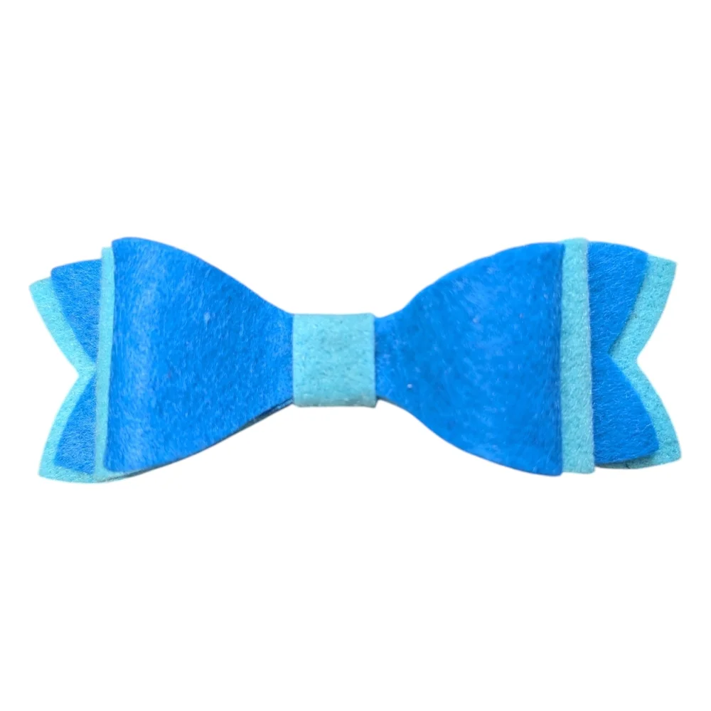 2 Tone Blue Felt Hair Bow Clip